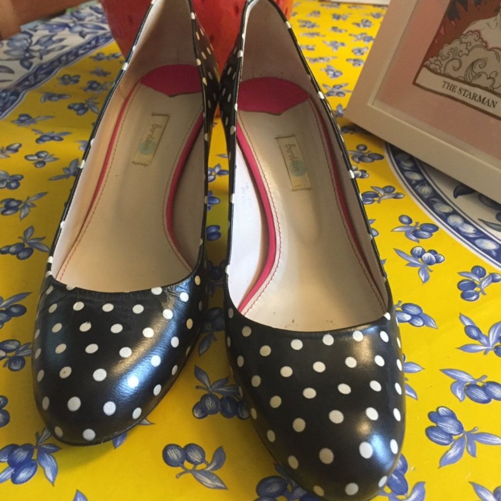 Navy Polka Dot Heel by Boden
